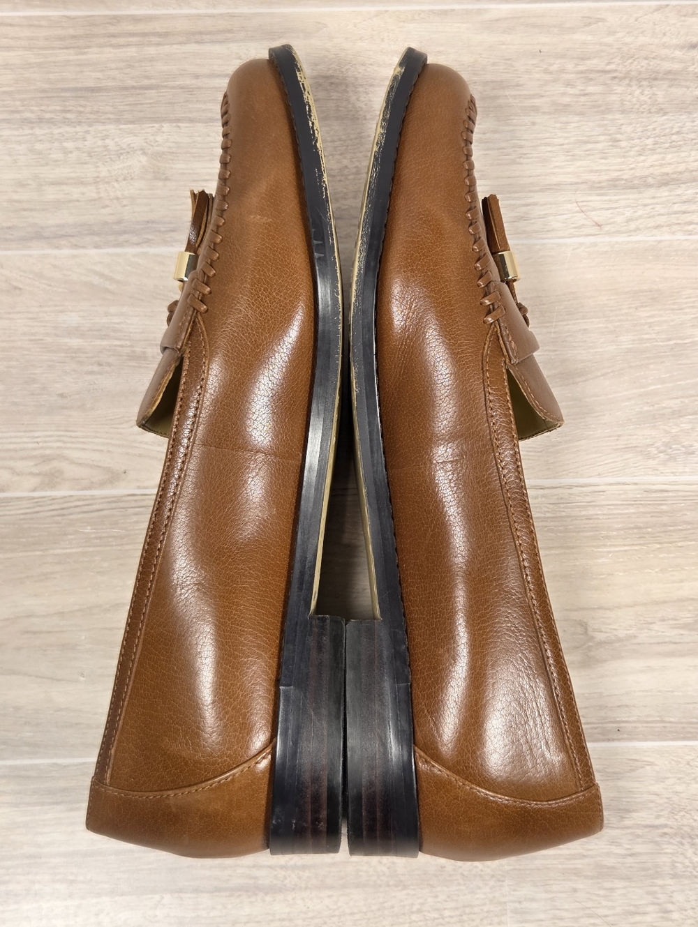 Laura Tasseled Burnished Calf Leather Loafers - Picture 6 of 10